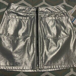 Tinseltown Juniors Metallic Front Patch Pockets Mini Skirt Silver Size XL NWT